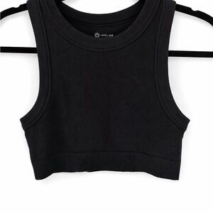OFFLINE by Aerie Black Ribbed Cropped Tank / Sports Bra M